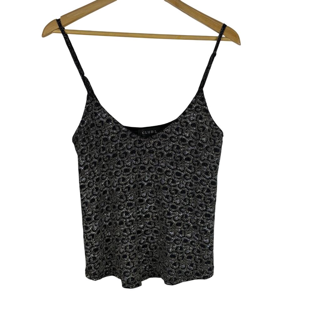 Club L Beaded Tank Top Adjustable Strap Sparkly Y2K Party Club Metallic NYE 10